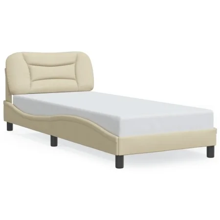 Bed frame with LED lights cream fabric 80x200 cm by , Beds and slatted bases - Ref: Foro24-3213667, Price: 166,13 €, Discount: %