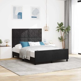 Estructura de cama con cabecera Negro 140 x 200 cm Terciopelo