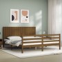 Estructura de cama con cabecero madera maciza marr