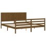 Estructura de cama con cabecero madera maciza marr