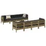 9-piece garden sofa set with impregnated pine wood cushions by , Garden sets - Ref: Foro24-3299364, Price: 807,28 €, Discount: %