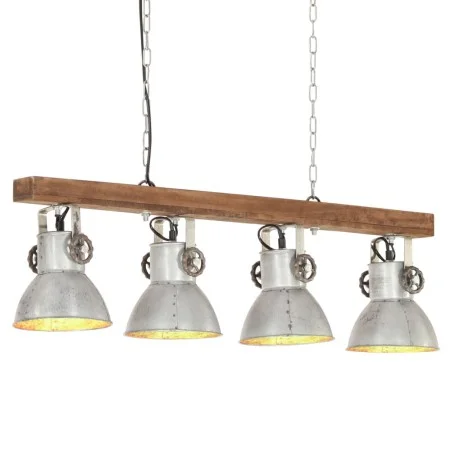 Lámpara de techo industrial madera de mango plateado E27 de vidaXL, Lámparas - Ref: Foro24-320521, Precio: 91,36 €, Descuento: %