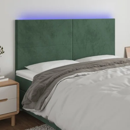 Headboard with LED lights dark green velvet 180x5x118/128 cm by , Headboards and footboards - Ref: Foro24-3122207, Price: 153...