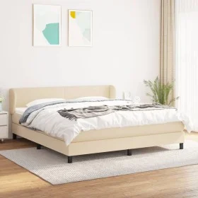 Box spring bed with cream fabric mattress 180x200 cm by , Beds and slatted bases - Ref: Foro24-3126106, Price: 565,34 €, Disc...