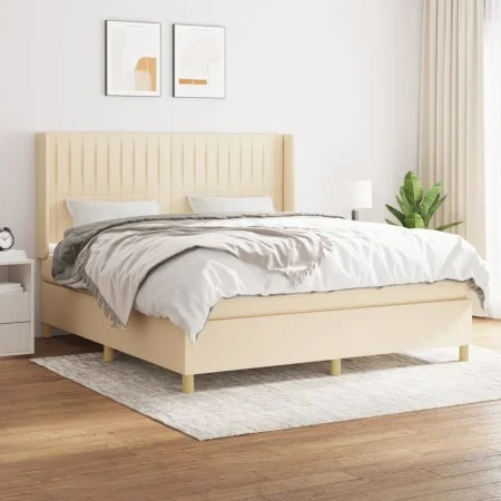 Box spring bed with cream fabric mattress 180x200 cm by , Beds and slatted bases - Ref: Foro24-3132174, Price: 653,63 €, Disc...
