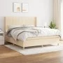 Cama box spring con colchón tela color crema 180x200 cm de , Camas y somieres - Ref: Foro24-3132174, Precio: 653,63 €, Descue...