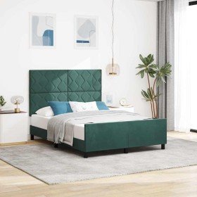 Estructura de cama Verde oscuro 140 x 200 cm Terciopelo Estructura de cama Verde oscuro 140 x 200 cm Terciopelo