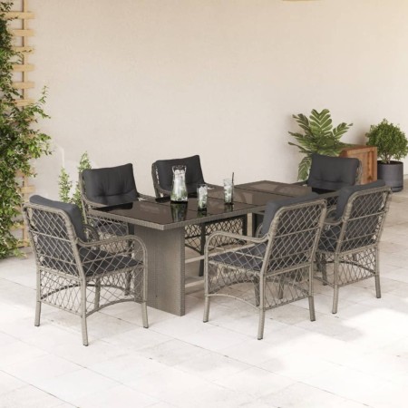Garden dining set 7 pieces and light gray synthetic rattan cushions by , Garden sets - Ref: Foro24-3212066, Price: 697,92 €, ...