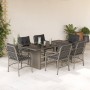 Garden dining set 7 pieces and light gray synthetic rattan cushions by , Garden sets - Ref: Foro24-3212066, Price: 697,92 €, ...
