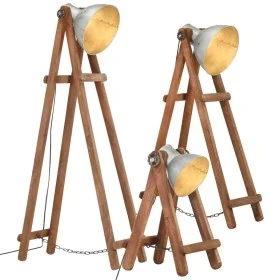 Floor lamp 3 pieces solid silver mango wood E27 by vidaXL, Lamps - Ref: Foro24-320591, Price: 202,93 €, Discount: %