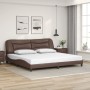 Bed frame with LED lights brown synthetic leather 200x200 cm by , Beds and slatted bases - Ref: Foro24-3213957, Price: 251,86...