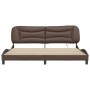 Bed frame with LED lights brown synthetic leather 200x200 cm by , Beds and slatted bases - Ref: Foro24-3213957, Price: 251,86...