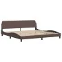 Estructura de cama cabecero cuero sintético marrón 200x200 cm de , Camas y somieres - Ref: Foro24-3208119, Precio: 209,29 €, ...