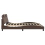 Estructura de cama cabecero cuero sintético marrón 200x200 cm
