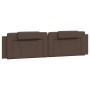 Estructura de cama cabecero cuero sintético marrón 200x200 cm