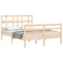Double bed frame with solid wood headboard by vidaXL, Beds and slatted bases - Ref: Foro24-3194801, Price: 118,77 €, Discount: %