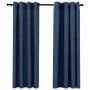Blackout curtains with linen look eyelets 2 pcs blue 140x175 cm by vidaXL, Curtains and curtains - Ref: Foro24-321176, Price:...
