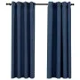 Blackout curtains with linen look eyelets 2 pcs blue 140x175 cm by vidaXL, Curtains and curtains - Ref: Foro24-321176, Price:...