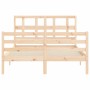 Double bed frame with solid wood headboard by vidaXL, Beds and slatted bases - Ref: Foro24-3194801, Price: 118,77 €, Discount: %