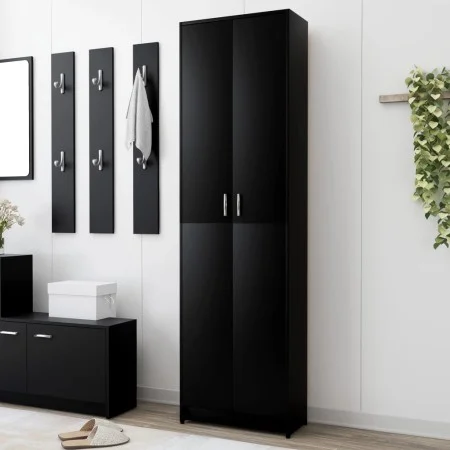 Flurschrank aus schwarzem Sperrholz 55x25x189 cm von vidaXL, Kleiderschränke - Ref: Foro24-802850, Preis: 124,19 €, Rabatt: %