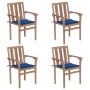 Stackable garden chairs 4 pcs solid teak wood with cushions by , Garden chairs - Ref: Foro24-3073389, Price: 525,84 €, Discou...