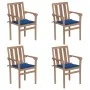 Stackable garden chairs 4 pcs solid teak wood with cushions by , Garden chairs - Ref: Foro24-3073389, Price: 514,79 €, Discou...