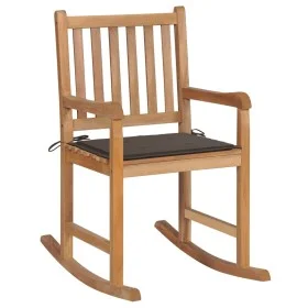 Solid teak wood rocking chair with taupe gray cushion by , Garden chairs - Ref: Foro24-3062765, Price: 165,82 €, Discount: %