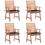 Sillas comedor de jardín y cojines 4 uds madera maciza acacia