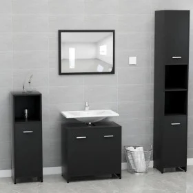 Badezimmermöbelset aus schwarzem Sperrholz von vidaXL, Badezimmermöbel - Ref: Foro24-802580, Preis: 81,42 €, Rabatt: %