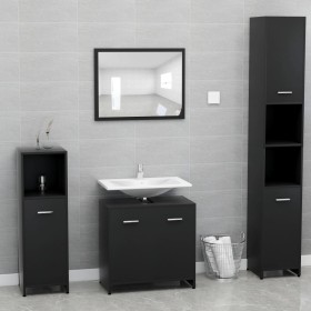Conjunto de muebles de baño madera contrachapada negro de vidaXL, Muebles de baño - Ref: Foro24-802580, Precio: 84,23 €, Desc...