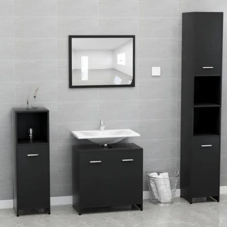 Badezimmermöbelset aus schwarzem Sperrholz von vidaXL, Badezimmermöbel - Ref: Foro24-802580, Preis: 81,02 €, Rabatt: %