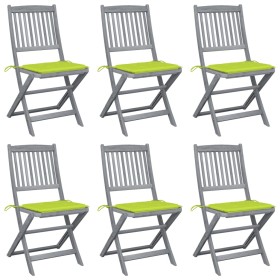 Folding garden chairs 6 pcs with solid acacia wood cushions by , Garden chairs - Ref: Foro24-3065445, Price: 342,14 €, Discou...
