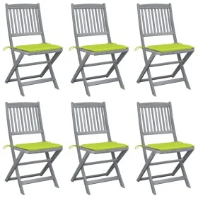 Folding garden chairs 6 pcs with solid acacia wood cushions by , Garden chairs - Ref: Foro24-3065445, Price: 324,51 €, Discou...
