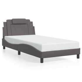 Estructura cama con luces LED cuero sintético gris 100x200 cm de , Camas y somieres - Ref: Foro24-3214004, Precio: 139,40 €, ...