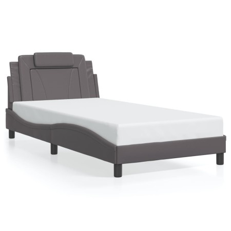 Bed frame with LED lights gray synthetic leather 100x200 cm by , Beds and slatted bases - Ref: Foro24-3214004, Price: 139,40 ...