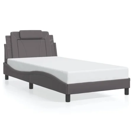 Bed frame with LED lights gray synthetic leather 100x200 cm by , Beds and slatted bases - Ref: Foro24-3214004, Price: 153,86 ...
