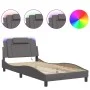 Bed frame with LED lights gray synthetic leather 100x200 cm by , Beds and slatted bases - Ref: Foro24-3214004, Price: 153,86 ...