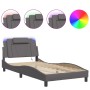 Bettgestell mit LED-Leuchten, graues Kunstleder, 100 x 200 cm von , Betten und Lattenroste - Ref: Foro24-3214004, Preis: 139,...