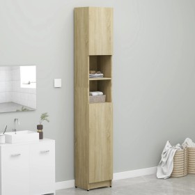 Armario baño madera contrachapada color roble 32x25,5x190 cm