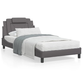 Bettgestell mit Kopfteil aus grauem Kunstleder 100x200 cm von , Betten und Lattenroste - Ref: Foro24-3208078, Preis: 134,08 €...