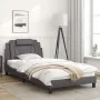 Bed frame with headboard gray synthetic leather 100x200 cm by , Beds and slatted bases - Ref: Foro24-3208078, Price: 148,23 €...
