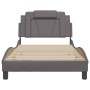 Estructura de cama con cabecero cuero sintético gris 100x200 cm
