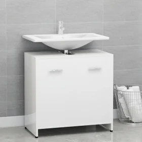 Badezimmerschrank aus weiß glänzendem Sperrholz 60x33x61 cm von vidaXL, Badezimmermöbel - Ref: Foro24-802576, Preis: 48,98 €,...
