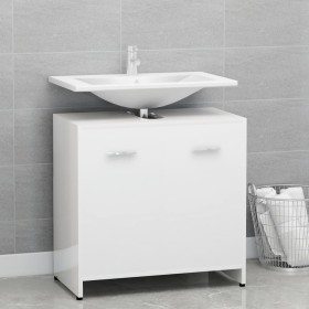 Badezimmerschrank aus weiß glänzendem Sperrholz 60x33x61 cm von vidaXL, Badezimmermöbel - Ref: Foro24-802576, Preis: 49,65 €,...