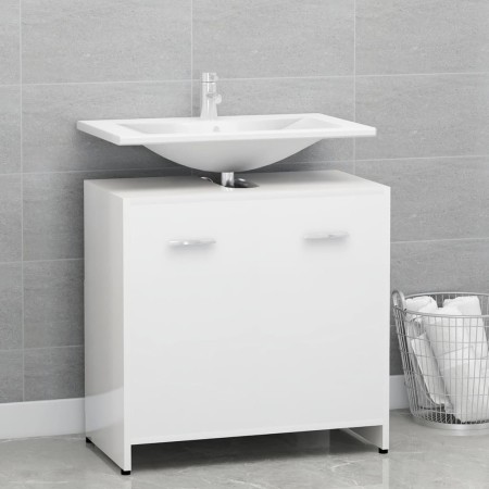 Badezimmerschrank aus weiß glänzendem Sperrholz 60x33x61 cm von vidaXL, Badezimmermöbel - Ref: Foro24-802576, Preis: 49,65 €,...