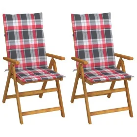 Reclining garden chairs 2 pcs solid acacia wood cushions by , Garden chairs - Ref: Foro24-3064072, Price: 181,08 €, Discount: %