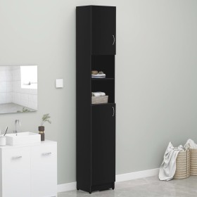 Badezimmerschrank aus schwarzem Sperrholz, 32 x 25,5 x 190 cm von vidaXL, Badezimmermöbel - Ref: Foro24-802877, Preis: 72,56 ...