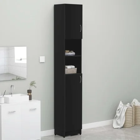 Armario de baño madera contrachapada negro 32x25,5x190 cm de vidaXL, Muebles de baño - Ref: Foro24-802877, Precio: 71,52 €, D...