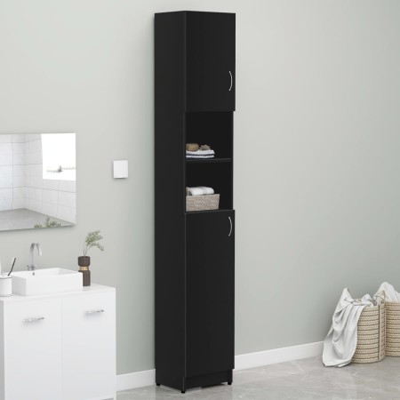 Badezimmerschrank aus schwarzem Sperrholz, 32 x 25,5 x 190 cm von vidaXL, Badezimmermöbel - Ref: Foro24-802877, Preis: 72,56 ...