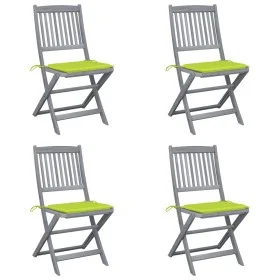 Folding garden chairs 4 pcs cushions solid acacia wood by , Garden chairs - Ref: Foro24-3064574, Price: 211,00 €, Discount: %